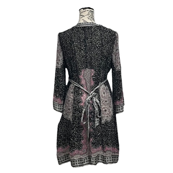 INC, Women's Paisley Silk Kimono Mini Dress Patchwork Boho Hippie Sheer Beach 10 - Picture 4 of 8